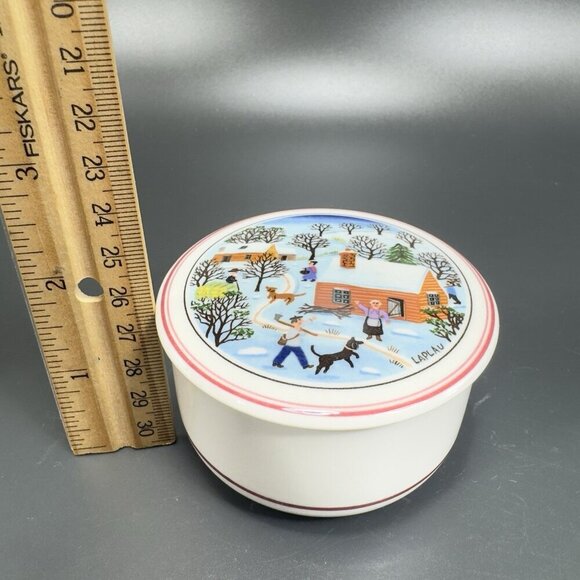 Villeroy & Boch Naif Christmas Round Trinket Box Jewelry Container Porcelain VTG - Picture 3 of 11